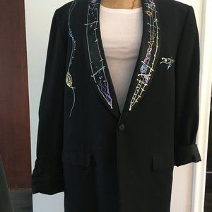 Vintage Hand-painted Black Tuxedo Jacket
